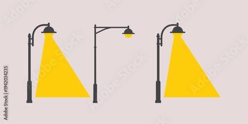 Street Lamps Casting Yellow Light Beams lamppost lighting
