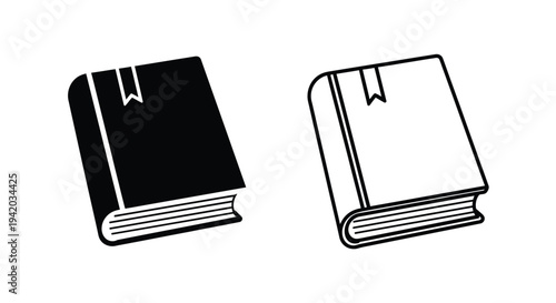 Two books one dark and one light in a simple outline silhouette