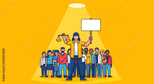 Diverse group of people supporting justice.