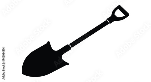 A black silhouette of a garden digging tool a shovel silhouette