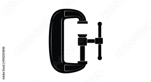 Black clamp tool isolated on white background silhouette