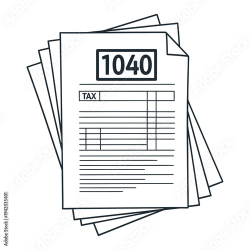 Tax Return Form 1040 Document Papers.