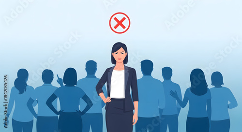 Businesswoman standing out from crowd concept.