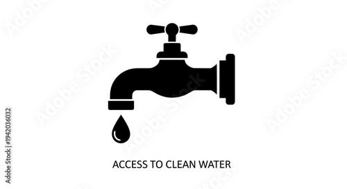 Vector icon of faucet with water droplet, access to clean water