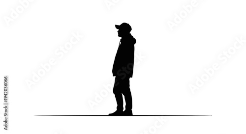 Vector silhouette of a man wearing a cap