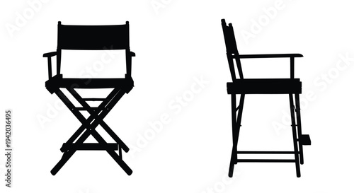 Two director s chairs shown in a stark black silhouette