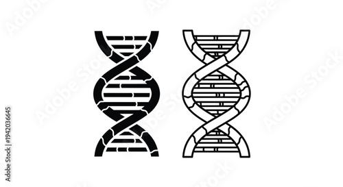Two intertwined dna strands depicted in a black silhouette