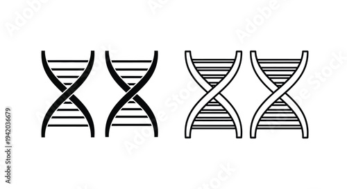 Two pairs of dna strands one bold one light in a graphic silhouette