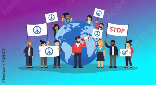 Diverse group of people holding peace signs.