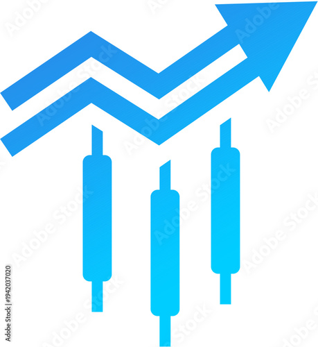 forward arrow vector graphic with colored tubes merging