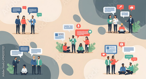 People communicating in a modern setting.