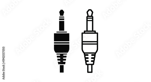 Two audio jack connectors one light and one dark silhouette