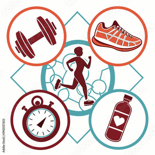 Fitness icons for healthy lifestyle and exercise routine