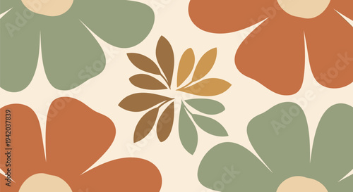 Retro floral pattern vector, bohemian flower design