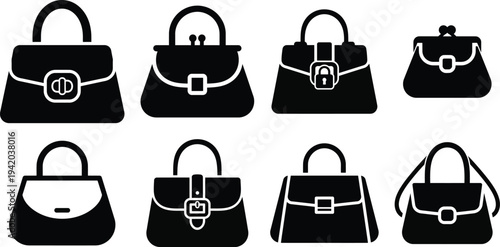 Black and white handbag silhouettes handbags purses 1