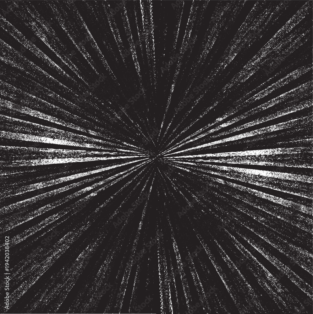 Obraz premium Circular starburst explosion texture. Distressed uneven grunge background. Abstract vector illustration. Overlay to create interesting effect and depth. Isolated on white background.