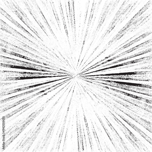 Circular starburst explosion texture. Distressed uneven grunge background. Abstract vector illustration. Overlay to create interesting effect and depth. Isolated on white background.