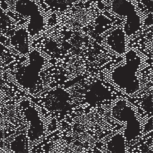 Snakeskin pattern imitation. Lines and spots structural texture. Cool and artsy faux leather background. Abstract vector illustration. Black isolated on white. EPS10