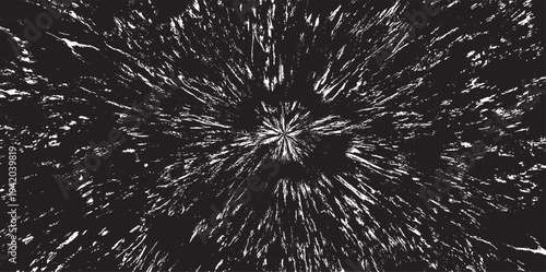 Circular starburst explosion texture. Distressed uneven grunge background. Abstract vector illustration. Overlay to create interesting effect and depth. Isolated on white background.