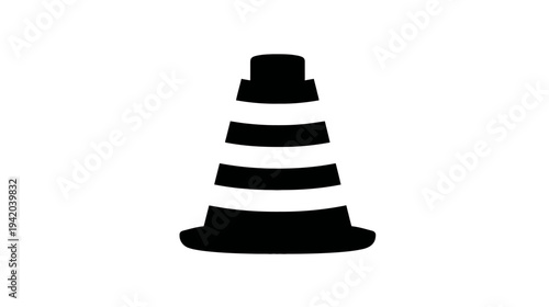 A simple, black-and-white graphic of a traffic cone on a white background. It's an iconic road sign