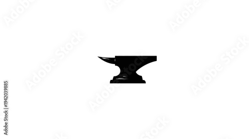 Silhouetted illustration of a blacksmith's anvil, with a horn, face, and hardy hole