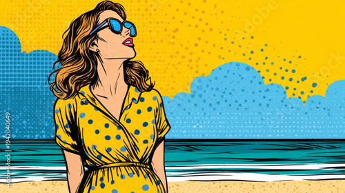 Woman Wearing Sunglasses and Yellow Dress.