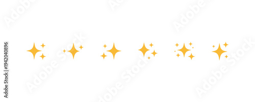 Golden sparkle stars magic glitter icon set
