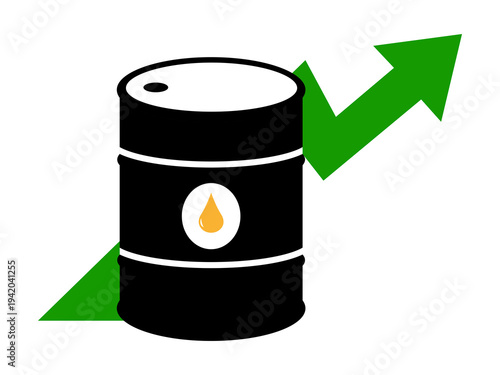 Rising Oil Prices Concept – Crude Oil Barrel with Upward Graph Arrow Isolated PNG