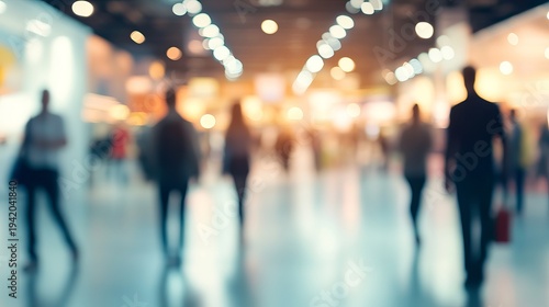 Wallpaper Mural A blurred image of people walking in a large, brightly lit public space with many lights and a sense of movement. Torontodigital.ca