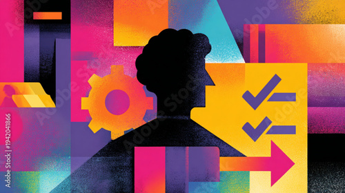 Silhouette of a mans head profile.