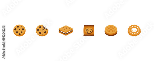 Cookie and Biscuit Sweet Snacks Icons Set