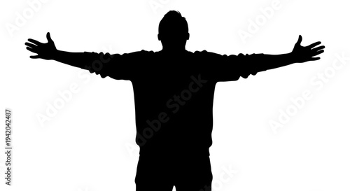 Vector silhouette of a man with arms outstretched