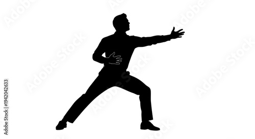 Silhouette of a man in a dynamic pose vector
