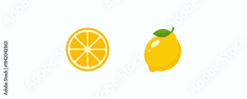 Orange and Lemon Citrus Fruit Icon Set