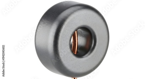 Front view of a simple toroid inductor with a central copper wire coil