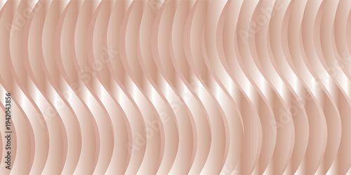 Spiral or twist flowing modern luxury curve or wave shape golden backdrop. Glossy, reflection. Glamorous golden background for advertisement product fashion cosmetic skincare. 3D Illustration.