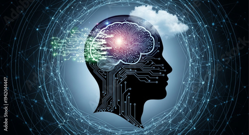 Digital Brain Illustration Representing Artificial Intelligence.