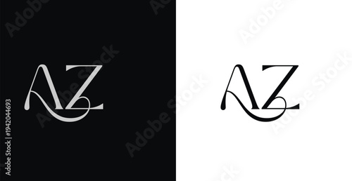 Elegant AZ letter monogram logo vector in stylish serif typography...