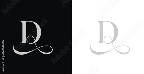 Photos Elegant D letter logo vector in decorative serif style for luxury b