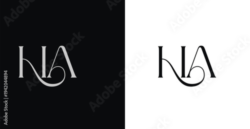 Elegant HA letter monogram logo vector in sophisticated serif style...