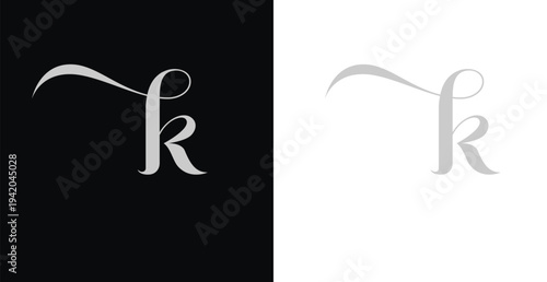 Elegant K letter logo vector in artistic serif style for luxury bra...