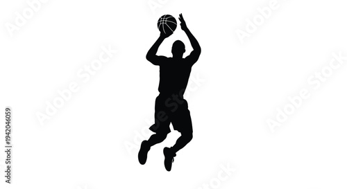 Black silhouette of a man playing basketball vector