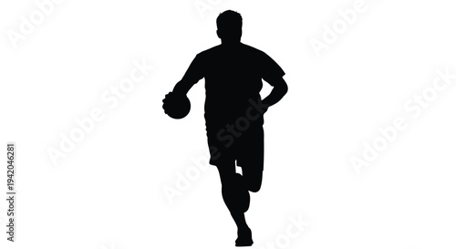 Black silhouette of a man playing basketball vector
