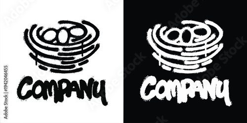 Graffiti bird nest logo vector design