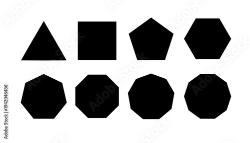 Foto Regular polygon collection featuring pentagon, quadrilateral, and various geometric figures