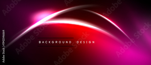 Abstract background features vibrant pink, red gradients. Smooth curves create dynamic visual effect. Text reads background design.