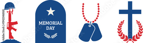 Memorial day tribute with patriotic symbols and military honors