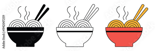 International food Japanese ramen bowl featuring noodles, broth, chopsticks, and traditional ingredients, illustrating Asian cuisine concept and modern vector illustration