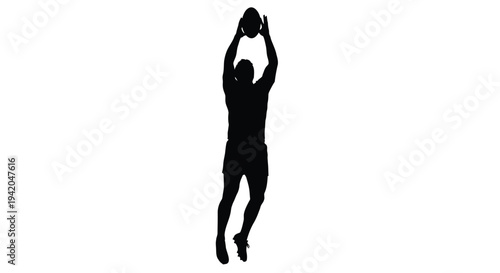 Vector silhouette of a man playing basketball