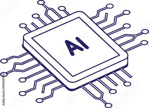 Minimalist AI Chip Vector – Modern Technology and Machine Learning Icon